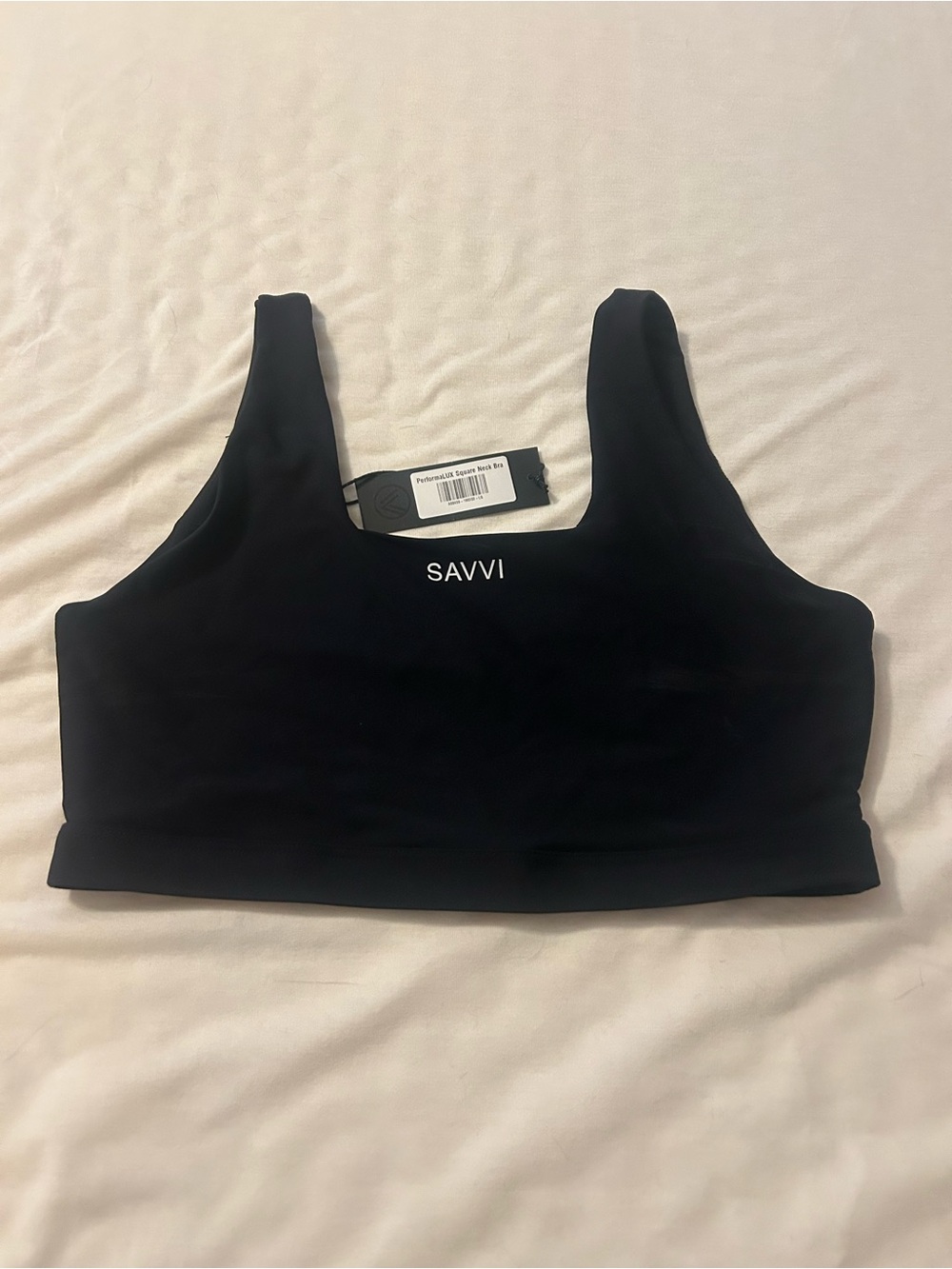 SAVVI Black Square Neck Sports Bra